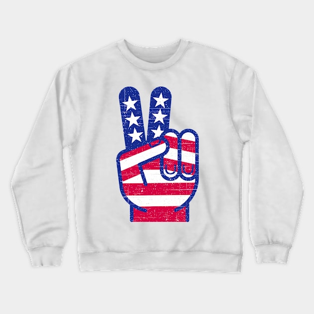 PATRIOTIC PEACE SIGN RED WHITE AND BLUE RETRO Crewneck Sweatshirt by Long-N-Short-Shop